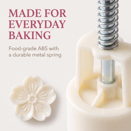 Cherry Blossom Mooncake Mold - 6 Petal Hand Press Baking Tool, 30g