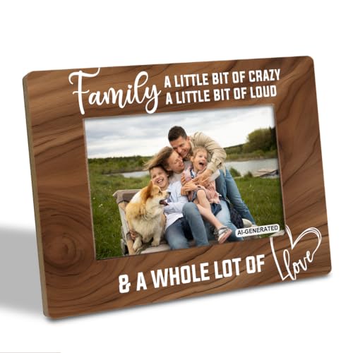 Rustic Family Photo Frame - Farmhouse Wooden Picture Frame for 4x6 Photos, Brown