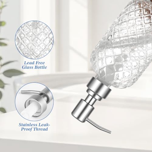 Glass Soap Dispenser Refillable Pump for Bathroom & Kitchen - Clear