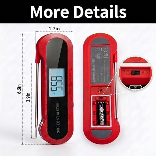 ThermoMaven Instant Read Meat Thermometer - Red & Black - 0.5sec Read