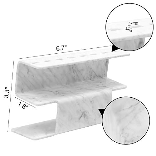 GEMERRY 8-Slot Tweezer Holder Stand - White Marble Acrylic Display