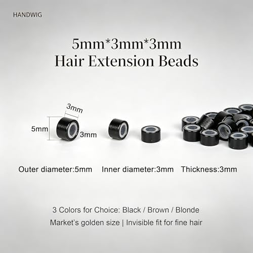 HandWig 500PCS 5mm Micro Ring Beads for Hair Extensions Brown