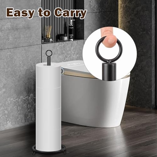 Siyzda Matte Black Toilet Paper Holder Stand - Rustproof Tissue Roll Organizer for Bathroom & Kitchen