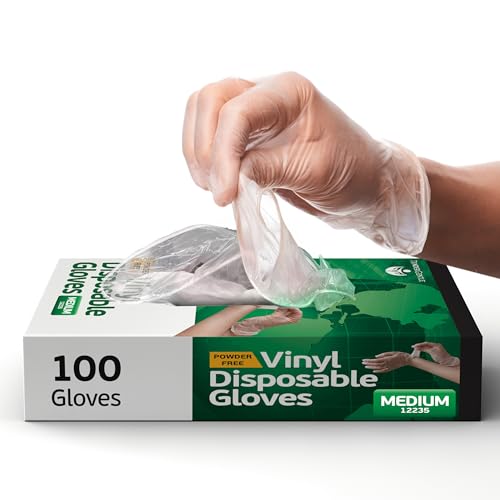 TenderGentle Vinyl Disposable Gloves - Medium, 100 Count, Food Safe