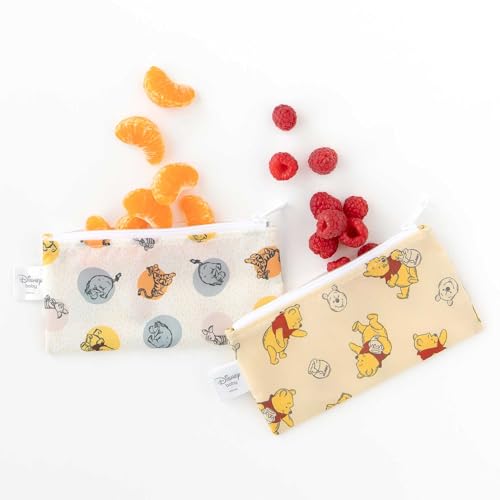 Bumkins Reusable Snack Bags - Waterproof Fabric, 2-Pack Winnie the Pooh