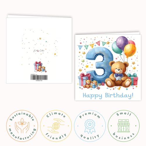 Cute Bear Birthday Card for Boys – Happy Birthday Toddler Card