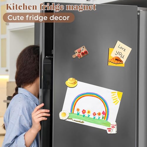 8-Piece Cute Food Fridge Magnets - Decorative Kitchen & Locker Magnets
