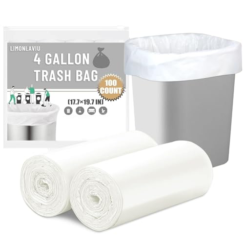 LimonLaviu 4 Gallon Trash Bags - 100ct Leak-Proof Liners for Home