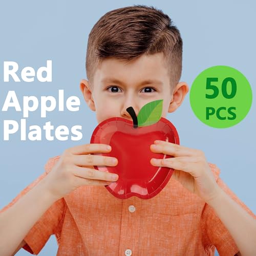 7-Inch Apple Paper Plates - 50PCS Disposable Tableware for Parties