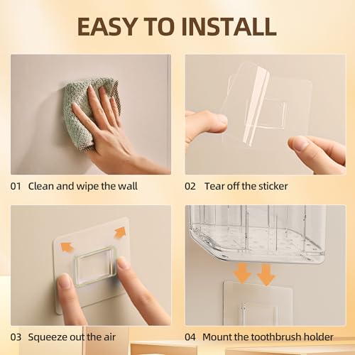 Zayin Wall Mounted Toothbrush Holder with Drainage & Adhesive Mount