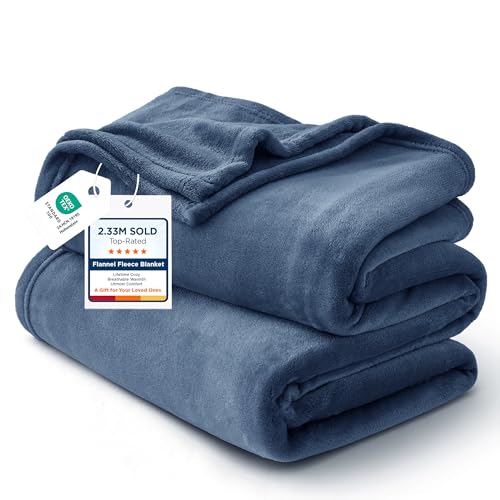 Bedsure XL GentleSoft Fleece Throw Blanket - 50x70 inches, Blue