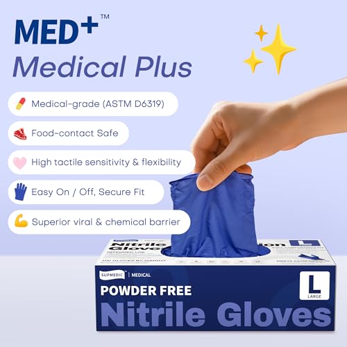Supmedic Nitrile Exam Gloves - Medium Blue Violet, 4 Mil Powder-Free (100Ct)