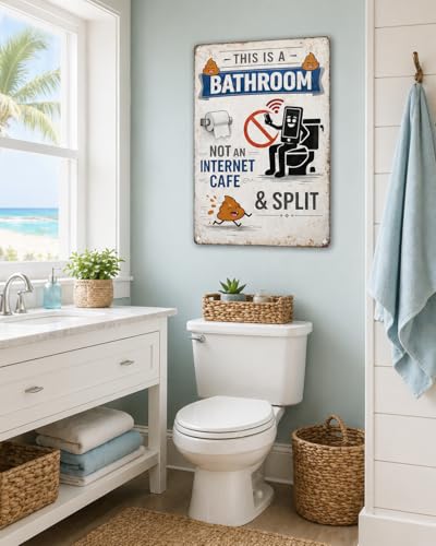 Funny Vintage Metal Bathroom Sign - 'This Is A Bathroom, Not An Internet Cafe' 8x12 Inch