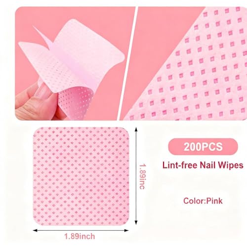 Lint Free Nail Wipes 200PCS Soft Non-Woven Gel Polish Removal Pads