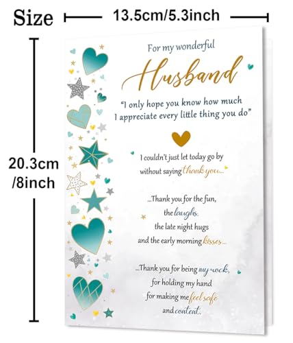 Beixian Husband Birthday Card BX283 - 5x7 Inch Romantic Greeting