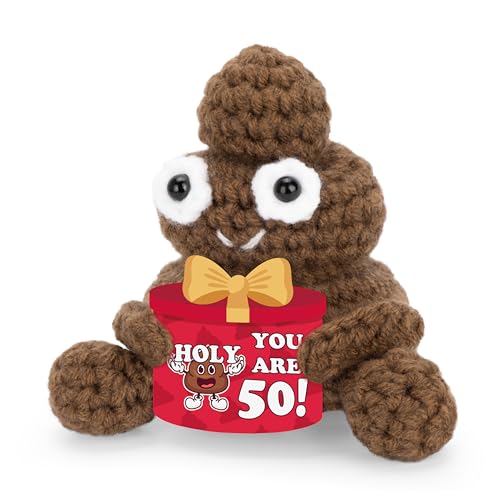 50th Birthday Positive Poo Doll - Funny Crochet Gift for Men & Women