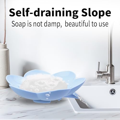 Mabnuby XL Self-Draining Soap Dish - Flexible Silicone Flower Holder