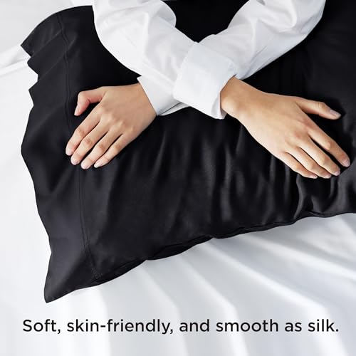 Bedsure Black Bamboo Pillow Cases Set of 2 - Standard Size 20" x 26"