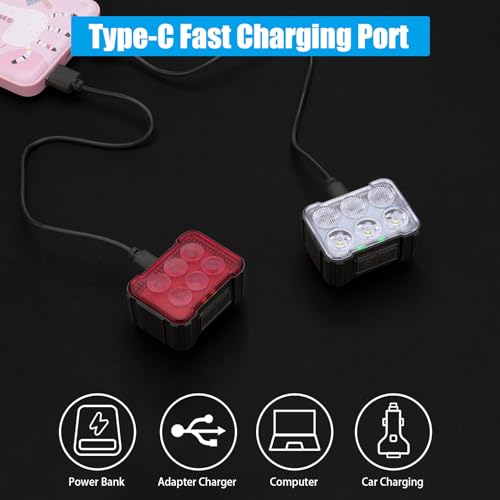 2 Pcs Bike Light,Bicycle Lights Front and Rear,USB Rechargeable Bike Light Set 6+12Modes,IPX4 Waterproof Bike Lights for Night Riding or Cycling,Taillights with Internal Spot and External Flood Light