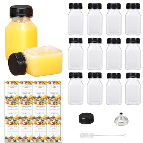 Delphinus 12 Pack 4oz Reusable Transparent Plastic Juice Bottles