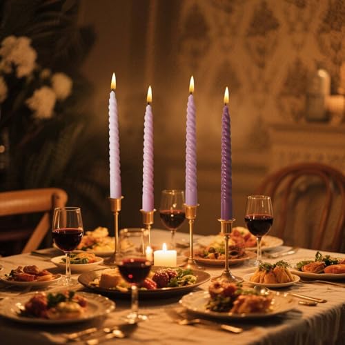 Kandelo 8-Inch Pink Spiral Taper Candles Set of 4 - Elegant Dinner & Wedding Decor
