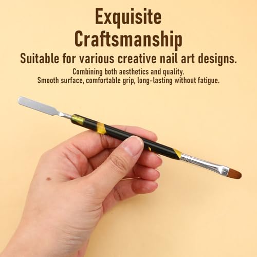 Bruislard 2 Pcs Dual-Ended Nail Art Brushes & Stirring Rod for Gel Nails