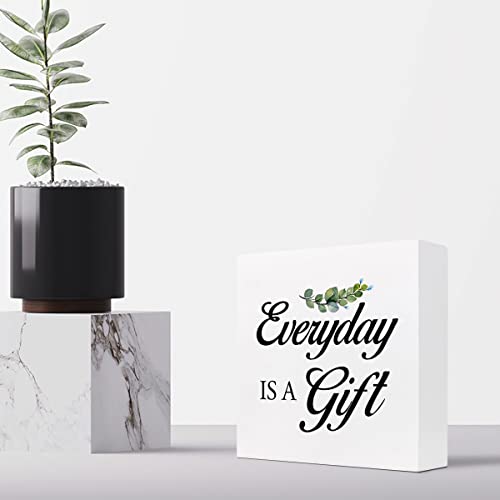 Inspirational Wooden Box Sign - Everyday is A Gift Desk Decor