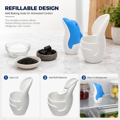 Asltw Dolphin Refrigerator Deodorizer Box - Refillable Blue Odor Absorber