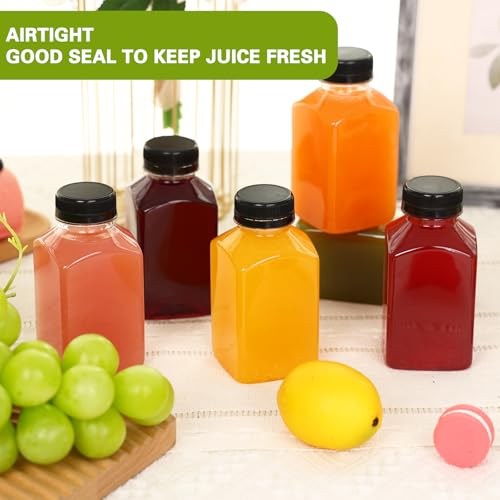 Moretoes 6-Pack 10oz Clear Plastic Juice Bottles with Caps
