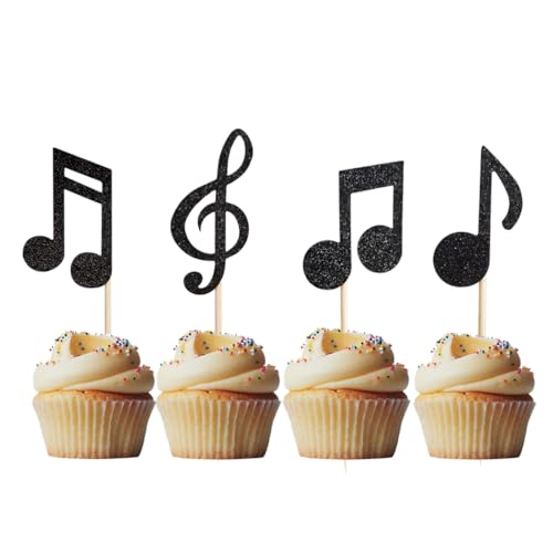 Morndew 24 PCS Music Note Cupcake Toppers for Parties