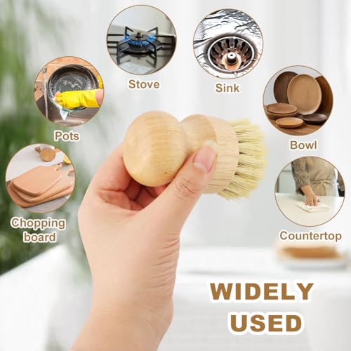 Cutting Board Oil Applicator and Scrub Brush Set - 2pc Bamboo Kitchen Kit