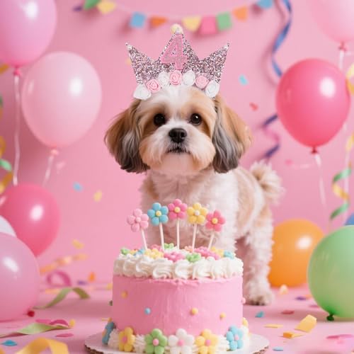 4th Birthday Girl Crown and Glitter Sash Set