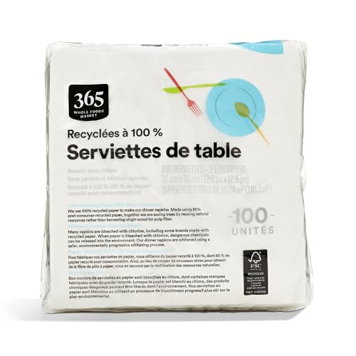 365 Dinner Napkins - 2-Ply, 100 Count, Premium Quality