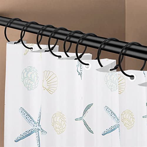 LULARINE Black 24 Pack Shower Curtain Hooks Rings - Rustproof Metal, Easy Glide, 2-Inch Inner Diameter