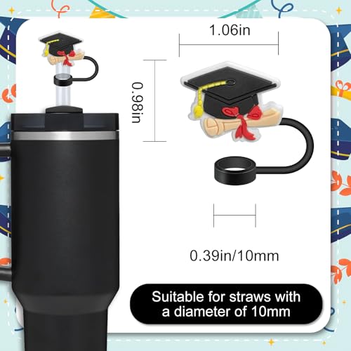 Graduation Straw Covers for Stanley Cup - 6 Pack 10mm Toppers