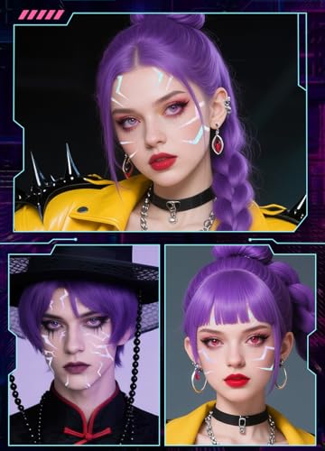 Anime Hunter Cosplay Temporary Tattoos - Purple Laser Stripes 6 Pcs