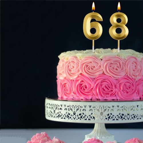 Elegant 68th & 86th Birthday Candles - Smokeless Cake Toppers