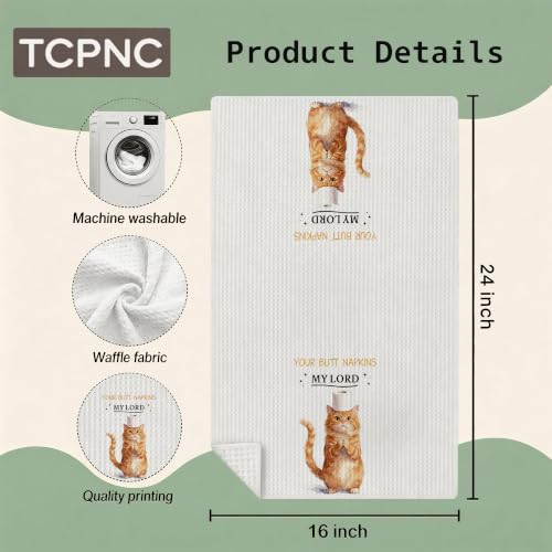 Cute Orange Cat Hand Towel - Decorative Bathroom Towel 16x24