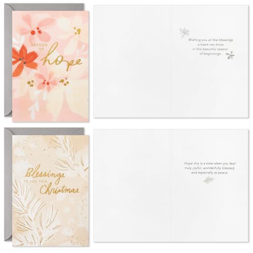 Holiday Watercolor Nature Religious Card Pack - Assorted Christmas Cards 16-Pack
