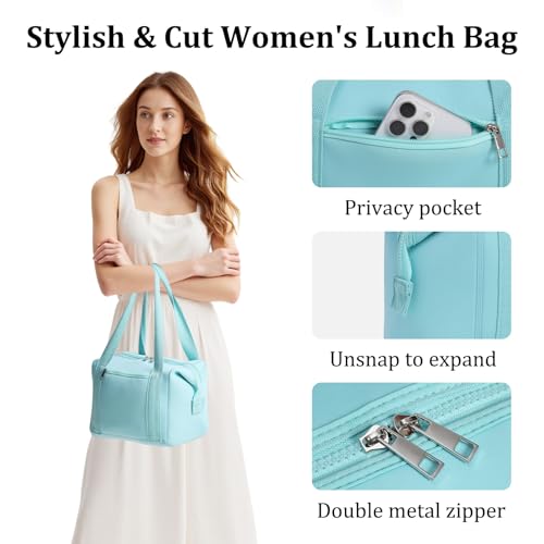 MEXS 15L Neoprene Insulated Lunch Bag - Large Leakproof Tote in Light Blue
