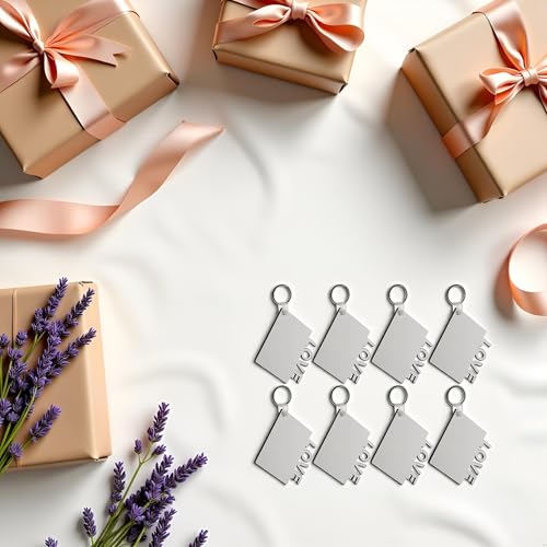 8-Pack Sublimation Blank MDF Keychains with Rings for DIY Heat Transfer