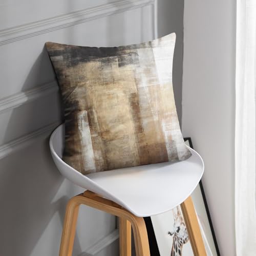 Britimes Set of 2 Grey Brown Beige 18x18 Inch Velvet Throw Pillow Covers