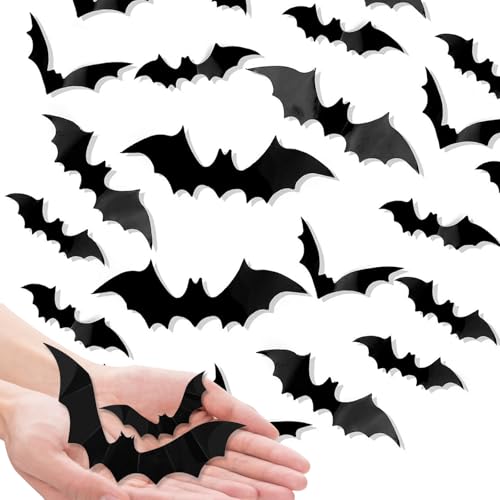 120 Pcs 3D Bat Wall Decor - Halloween Decorations for Indoor Use