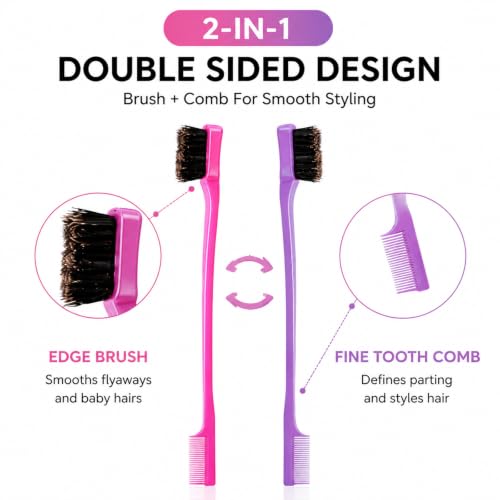 BBTO 5-Piece Double-Sided Edge Hair Brush and Comb Set