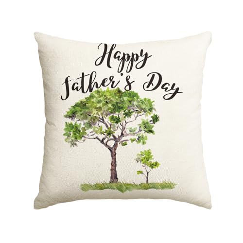 Happy Father's Day Watercolor Tree Throw Pillow Cover, 18"x18"