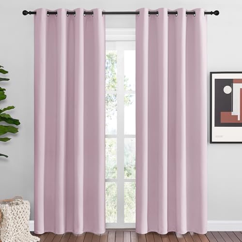 NICETOWN Baby Pink Blackout Curtains, 55"W x 86"L Thermal Insulated Drapes