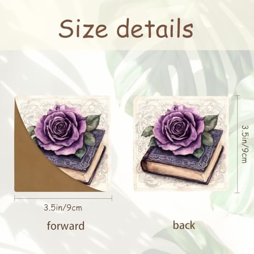 PU Leather Bookmarks 2-Pack Purple Rose Book Design Page Marker