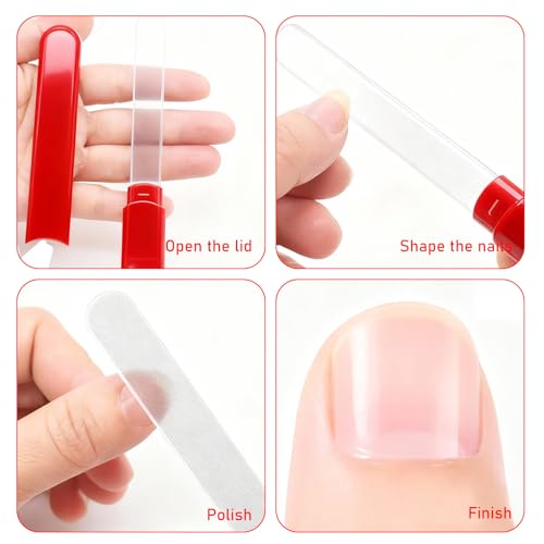 WOKOTO 2-Piece Glass Nail File Set with Cases, Dual-Sided Crystal Files