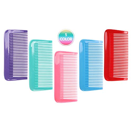QITIMIR Colorful Fine Tooth Hair Comb Set - 5 Pack Pocket Combs for Women, Men and Kids