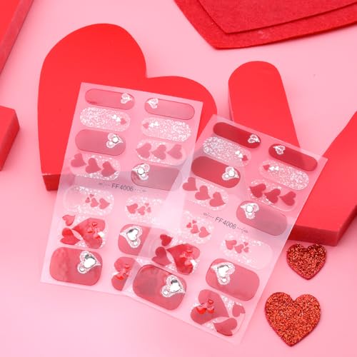 Valentine's Day Nail Stickers 3D Self-Adhesive Letter & Heart Decals 8 Sheets